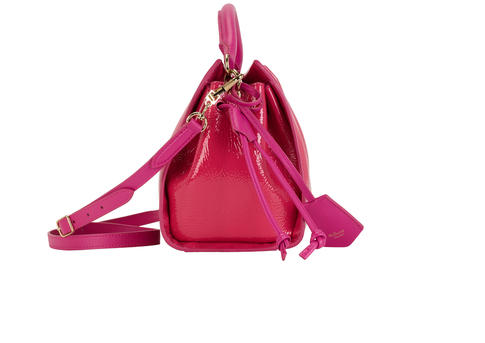 Small Iris, &pound;350, Handbags, Pink, Patent Leather, Side view